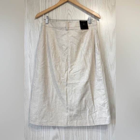 Banana Republic Skirt Taupe Herringbone Lined Cotton Blend Tailored MIDI Size 8 - Picture 3 of 4